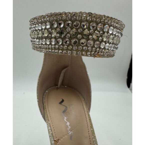 Womens Ladies Nina Silver Holiday Dress Up Shoes Jeweled Silver Metallic Size 9 - Picture 7 of 16